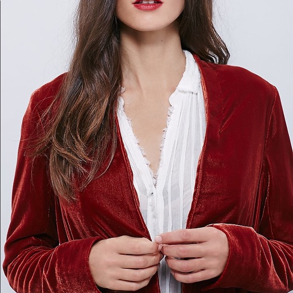 Swingy Velvet DUSTER Jacket Trench Coat Red - Picture 3 of 3