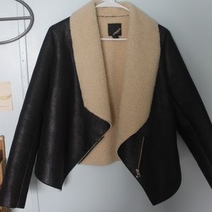 SOLD ♺Faux Shearling Black Moto Jacket