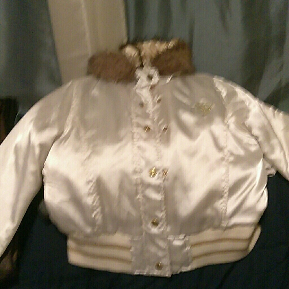 White and Gold South Pole jacket