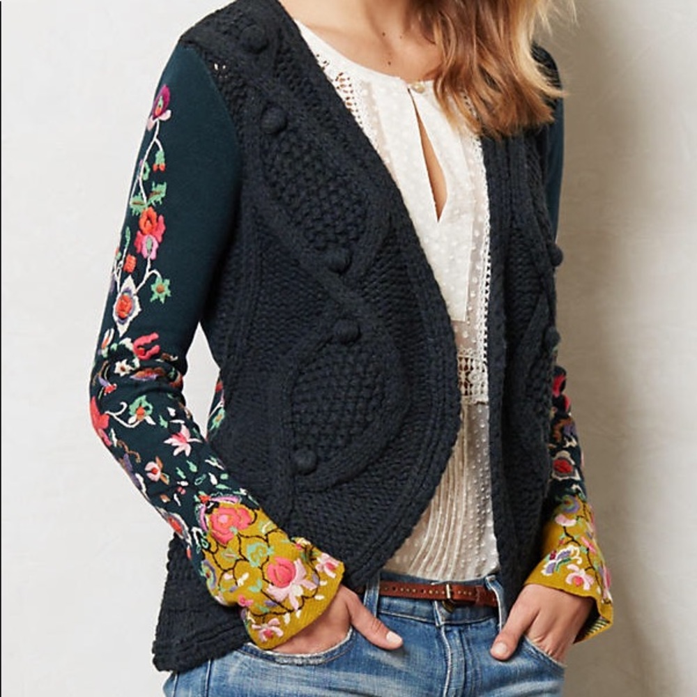 ISO Anthropologie Sleeping on Snow Stitched Flora