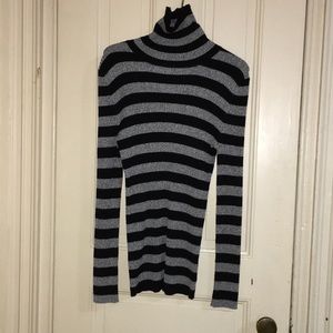 Black and grey turtleneck sweater