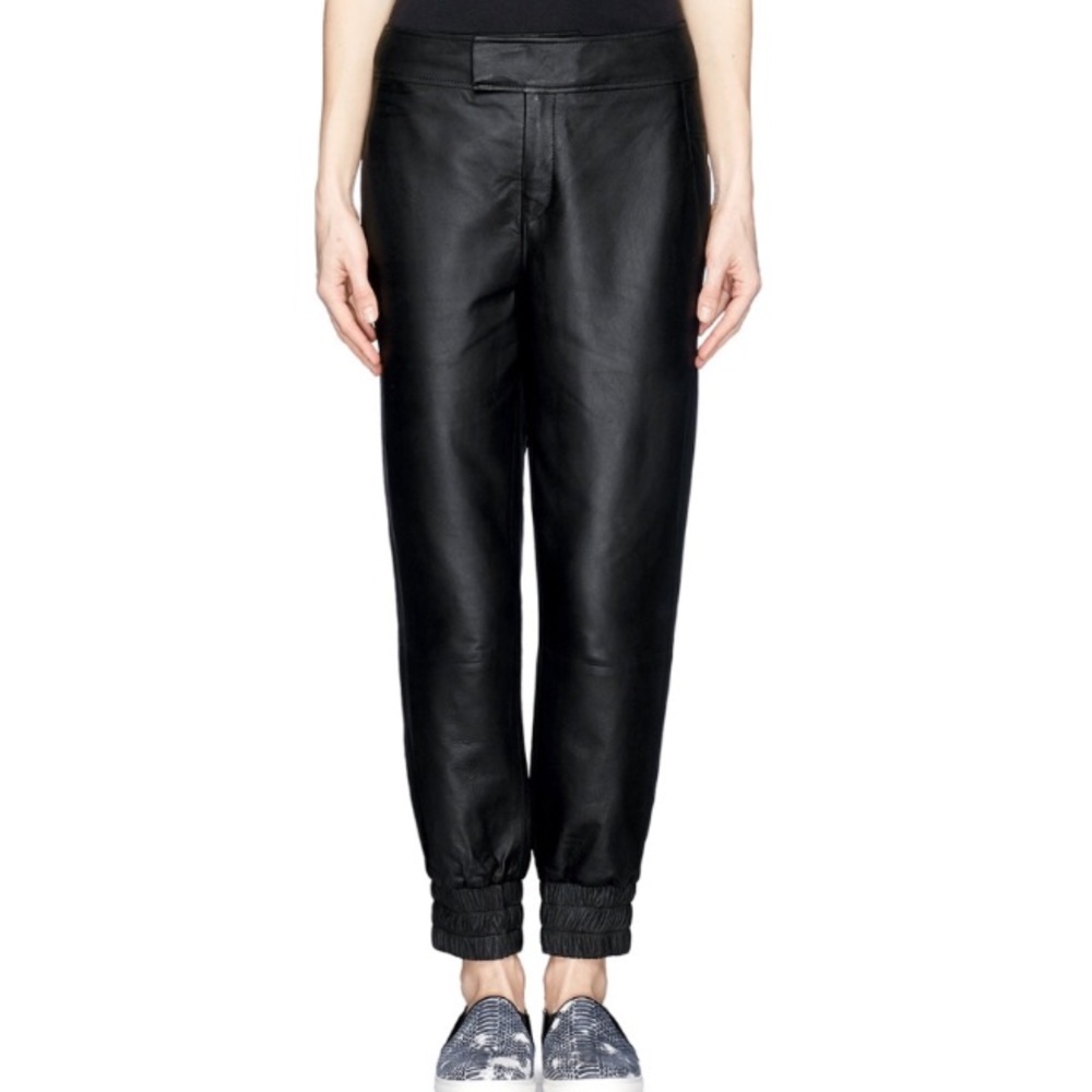 Helmut Lang Black Leather Pants - Picture 1 of 8