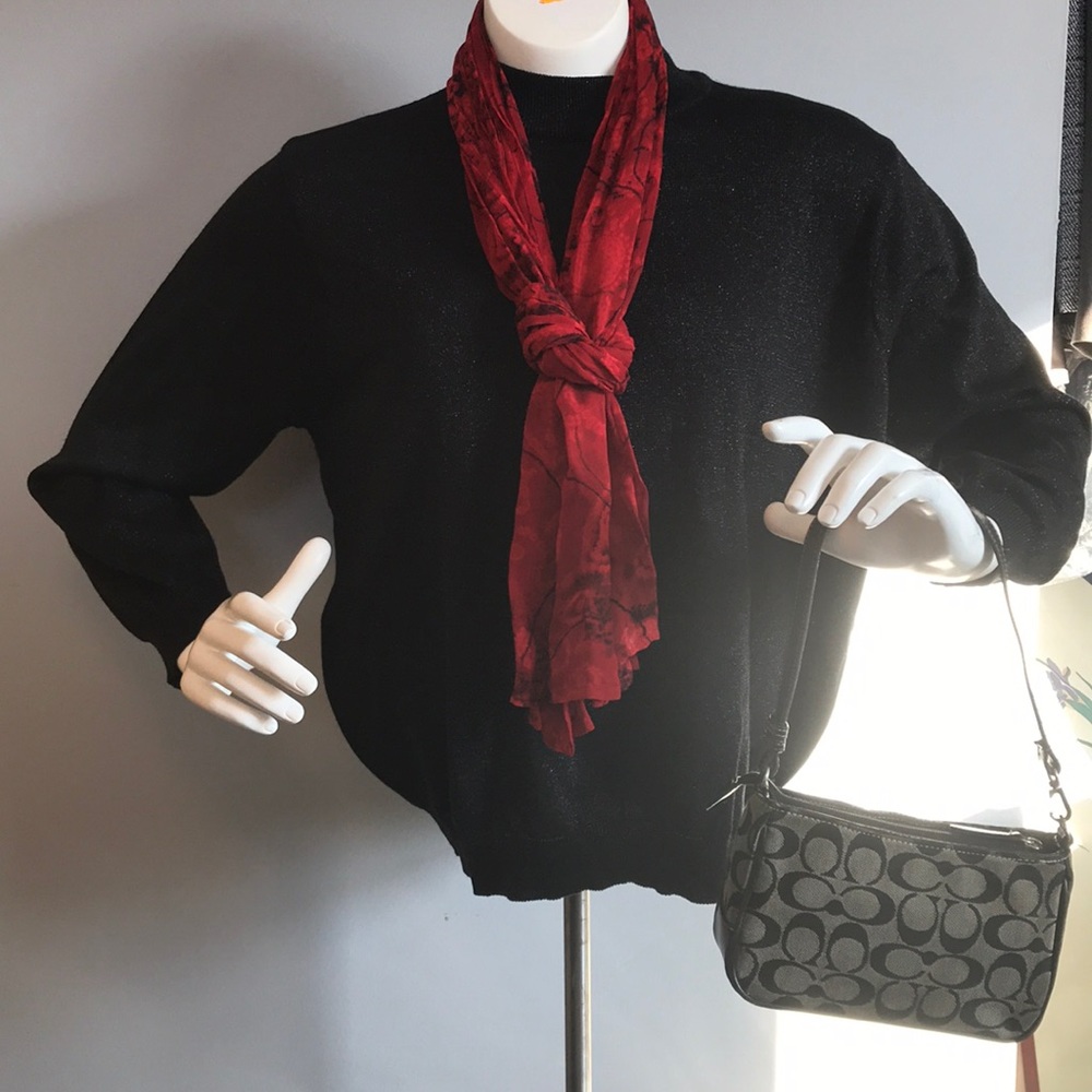 Black and silver knit top