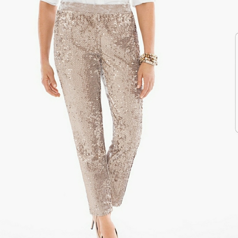 **SALE**Chico's Sequins, Panne Tapered Ankle Pants