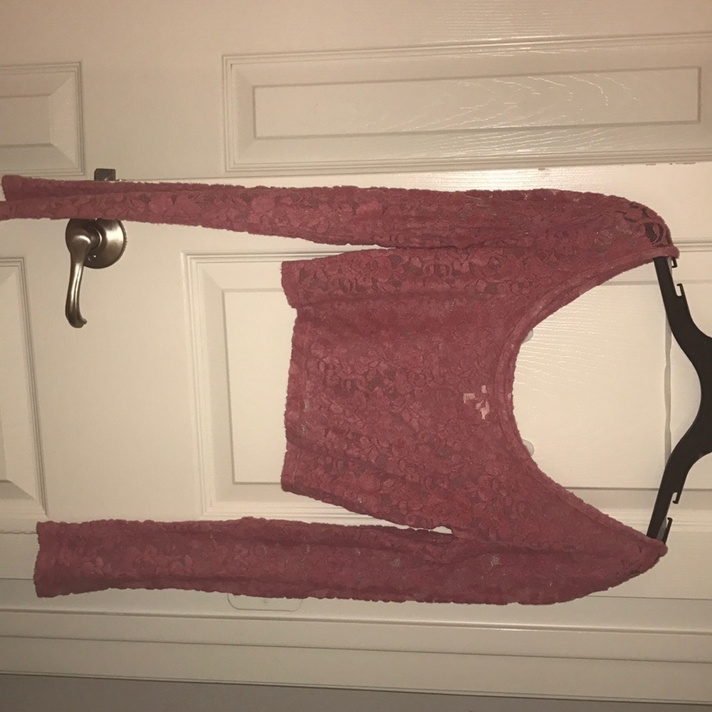 Cropped sheer Rose long sleeve shirt