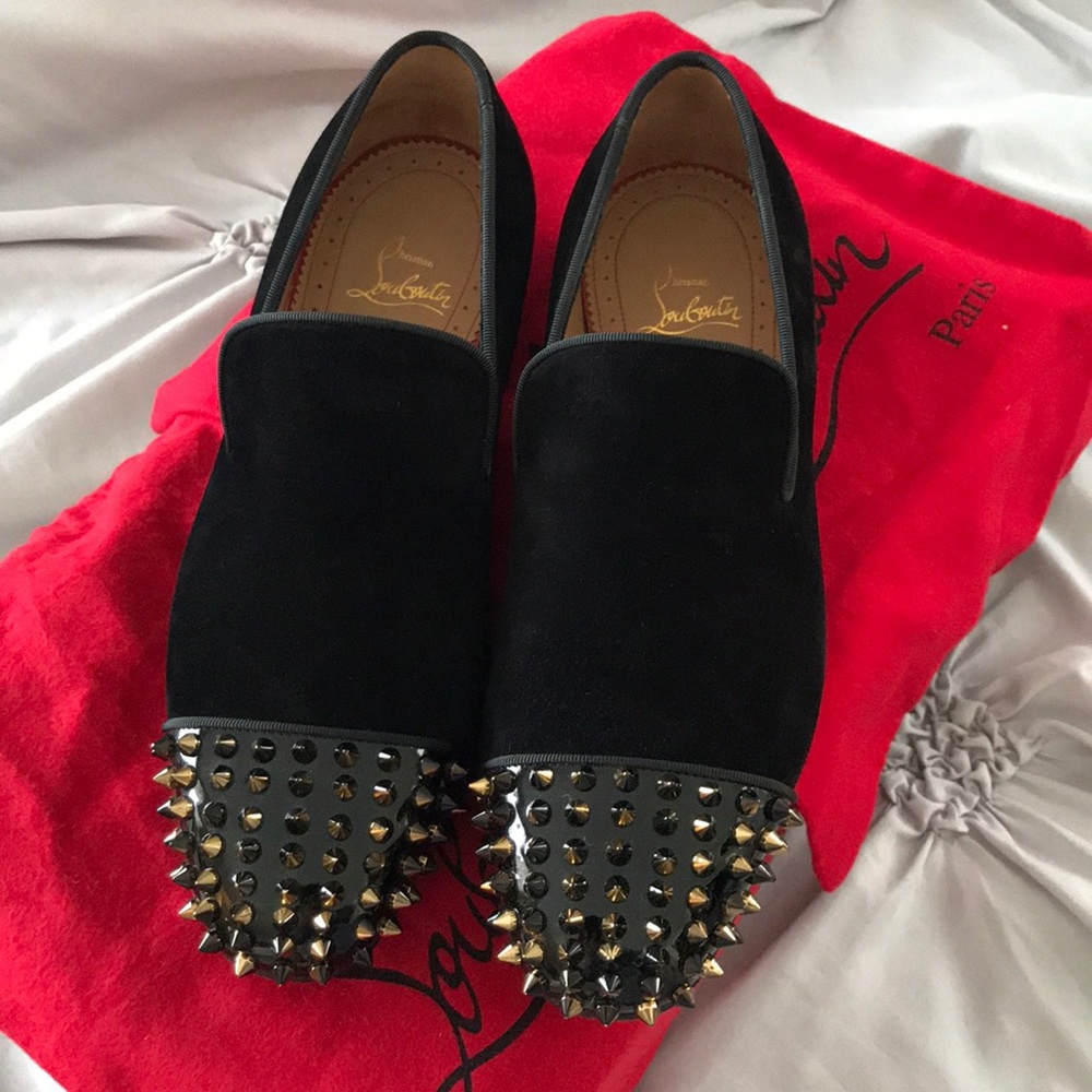 Christian Louboutin Flat Spooky Spike Black Loafer