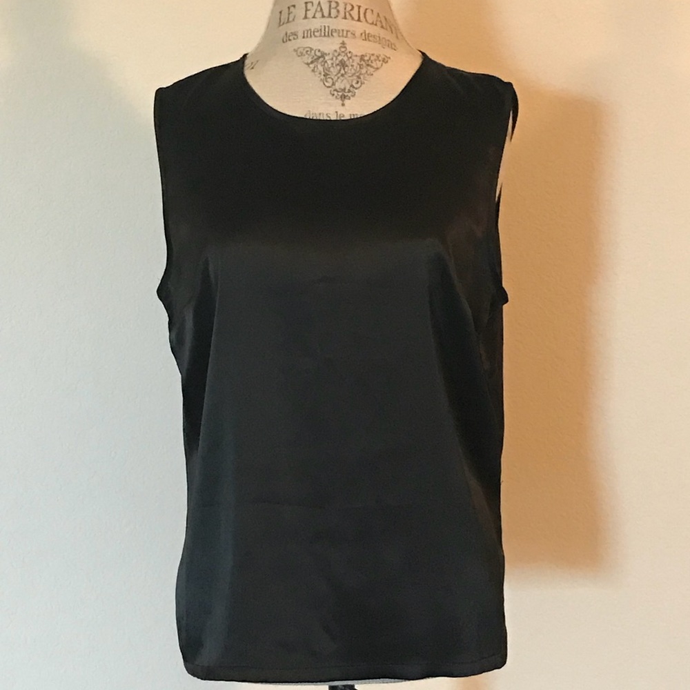 Kasper Silky Black Blouse Petite XL