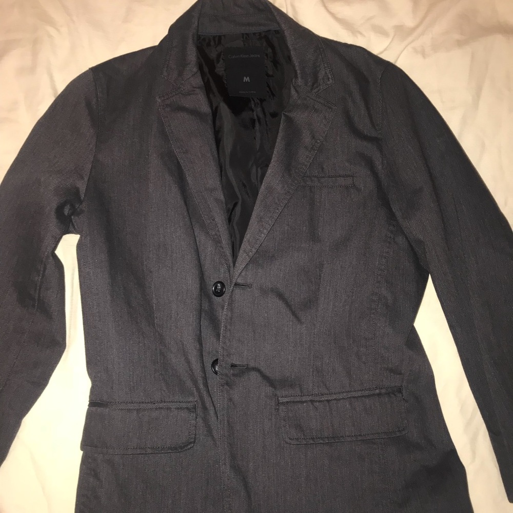 Calvin Klein grey denim blazer