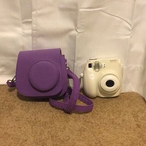 Mini FujiFilm camera: white with purple case