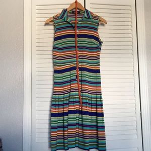 Ellen Tracey Belted Striped Dress