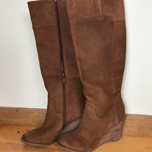 Brown Leather Wedge Boots