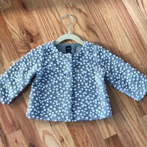 NWT 12-18M gray and with white puff detail jacket