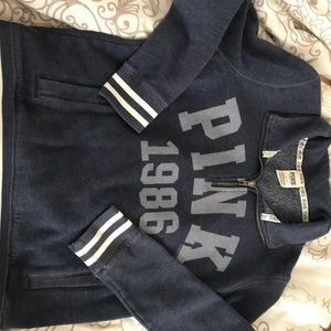 Blue half zip sweatshirt