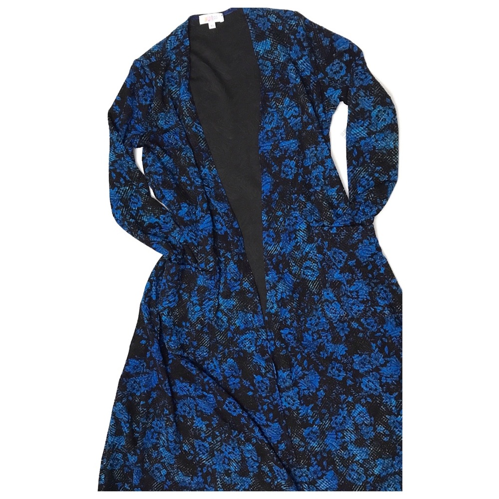 {LuLaRoe} Sarah Cobalt Blue & Black Floral, XS