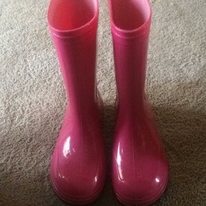 Pink rain boots