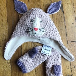 Baby Boden NWT Knit Bunny Hat and Mittens