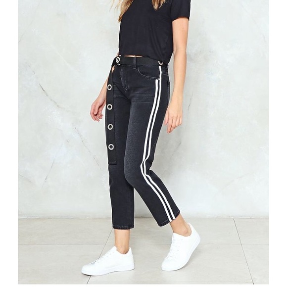 Nasty Gal Racer Stripe Jeans - Picture 1 of 3