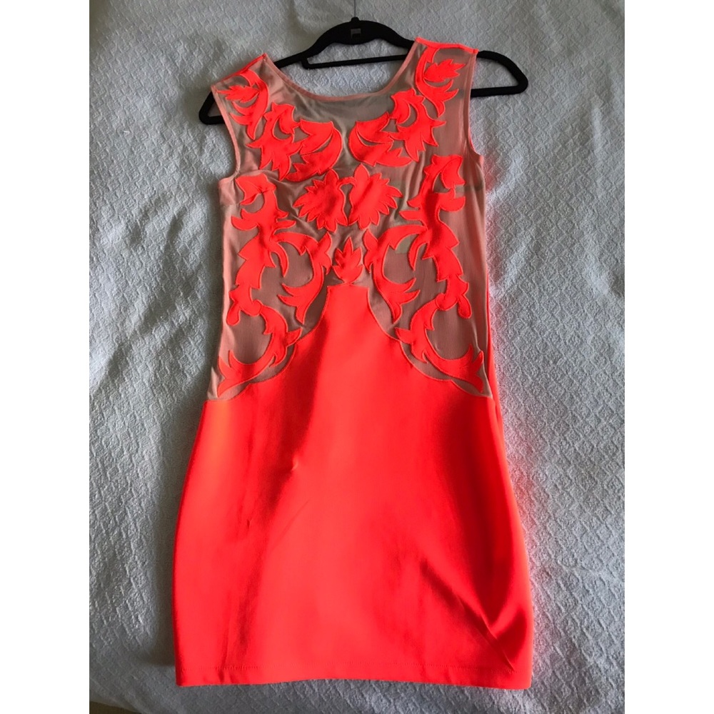 Coral neon mesh dress