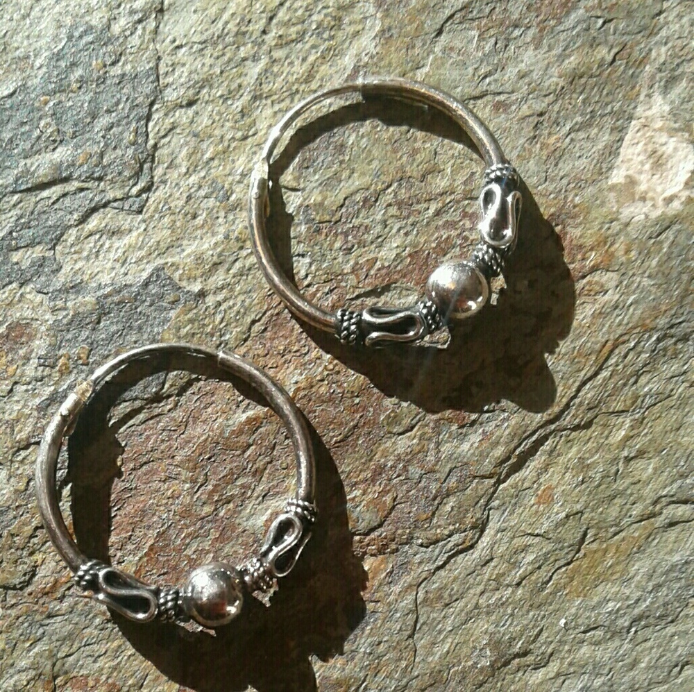 Silver Embellished Hoop Earrings