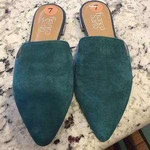 NWOT, Turquoise suede Franco sarto slides