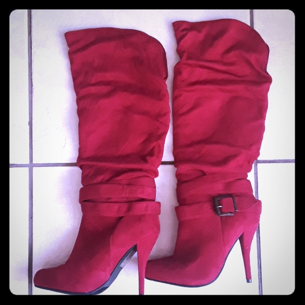 Red high heeled boots