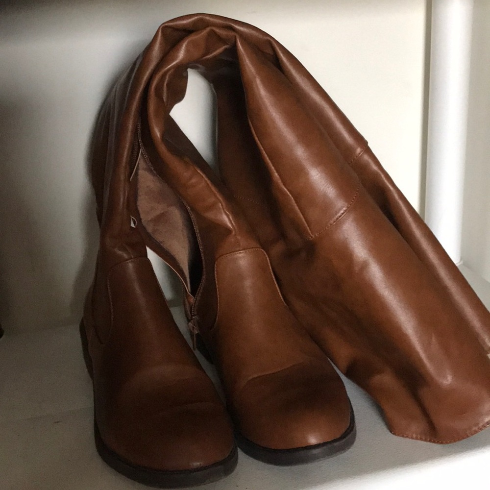 Tan thigh high boots