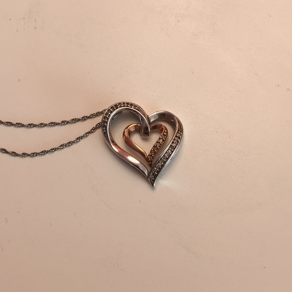 Diamond titled double heart pendant - Picture 1 of 2