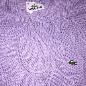 Lacoste cozy knit sweater with hood & front pocket