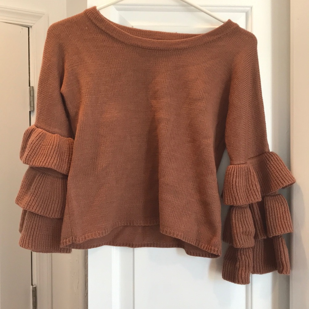 Cropped bell sleeved sweater