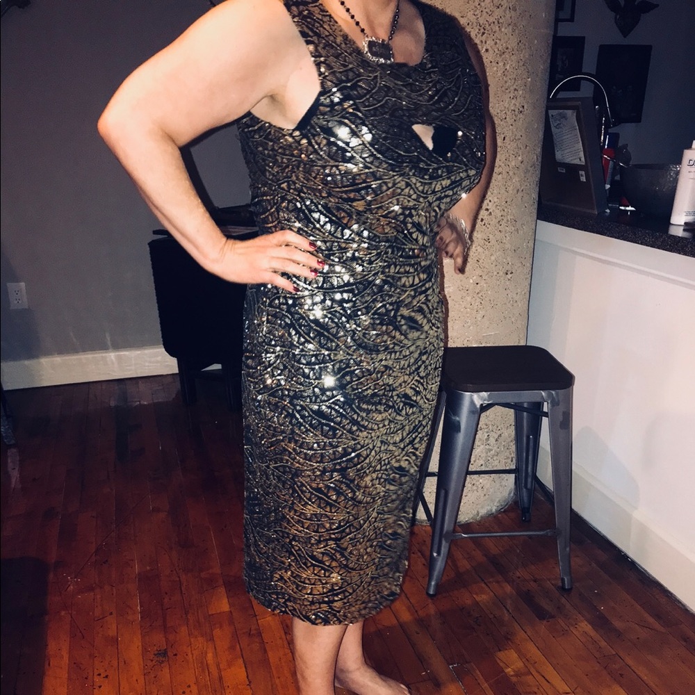 New Years Baby Tatyana Dress Gold sequins $45