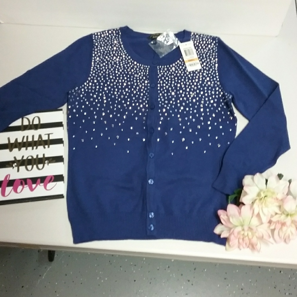 Macy's top knit long sleeve studded cardigan