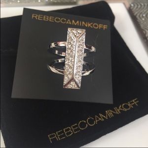 Rebecca Minkoff Two-Row Ring/Silver Size 7