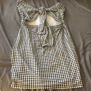 Strapless checkered black and white dress