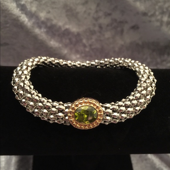 Gorgeous 14K silver bracelet Peridot Clasp - Picture 4 of 5