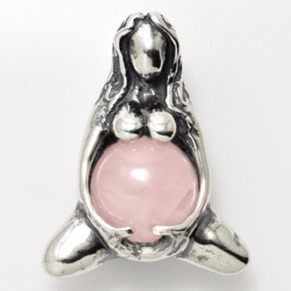 Goddess Pendant 925 Sterling Silver w/ Rose Quartz - Picture 2 of 2