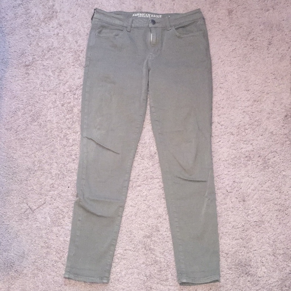 American Eagle Army Green Skinny Jeans