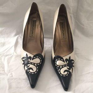 Monzo & Franco beige and black heels - size 7M