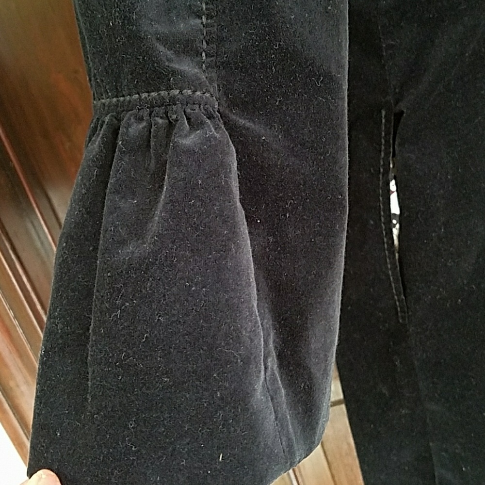 Velvet Trench Coat Medium with silky floral lining - Picture 8 of 8