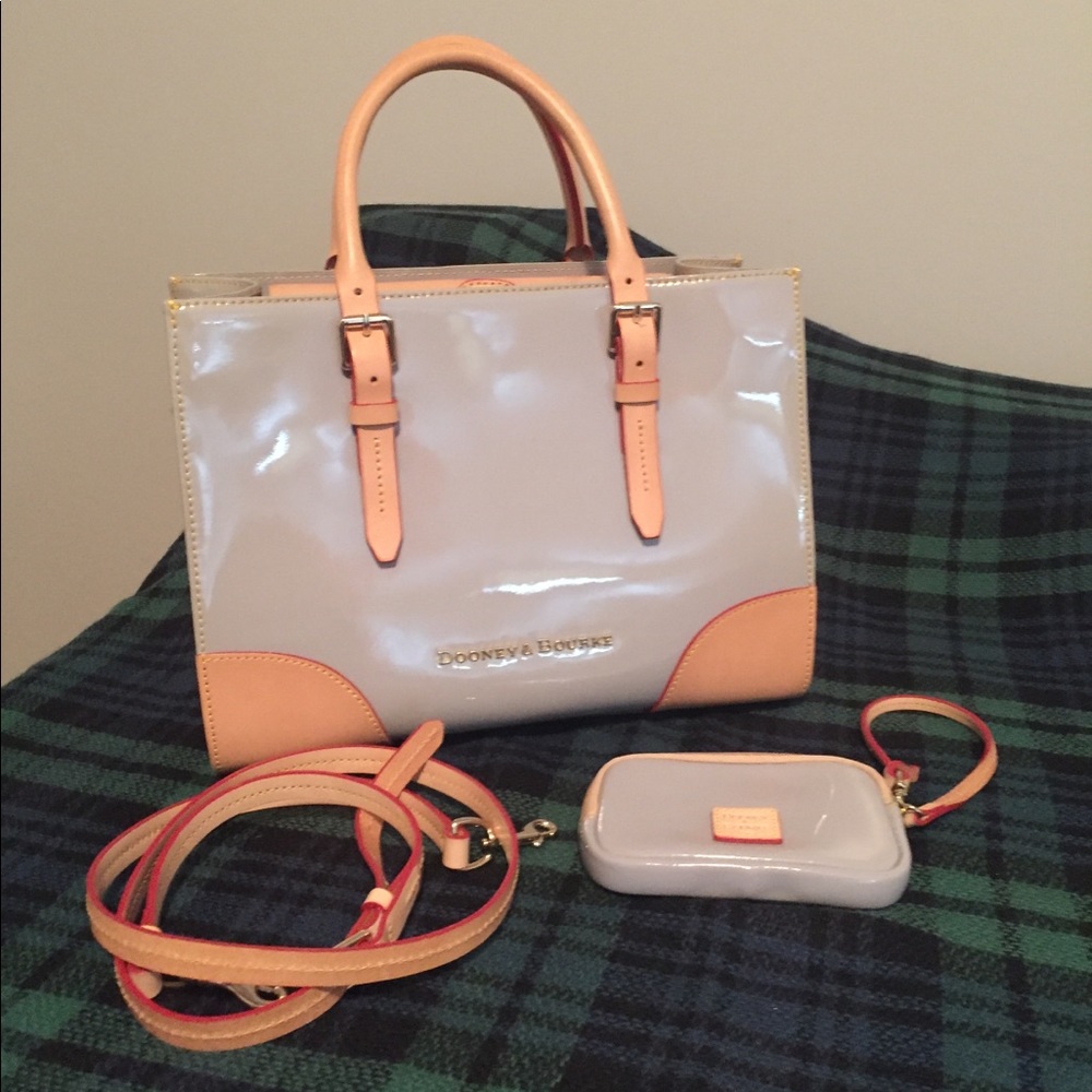 Dooney Patent Satchel w/ Shoulder Strap & Wallet