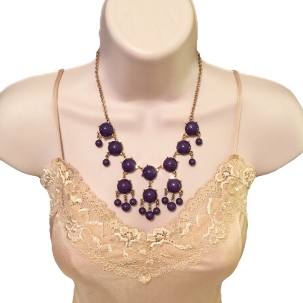Purple Cabochon Bib Necklace