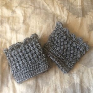 Handmade Grey Crochet Boot Cuffs w/ Scallops