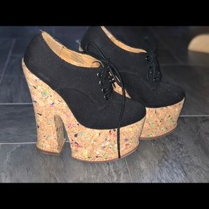 Jeffrey Campbell cork bottom platform heels