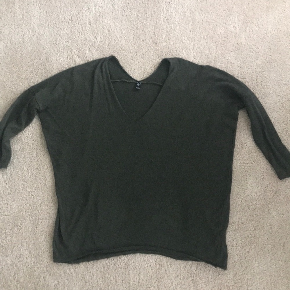Oversized Green V-neck Sweater