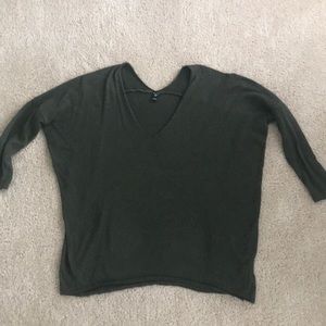 Oversized Green V-neck Sweater