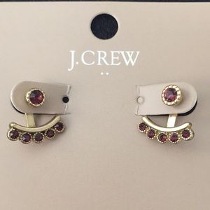 Jcrew dark wine crystal buds with ear jacket