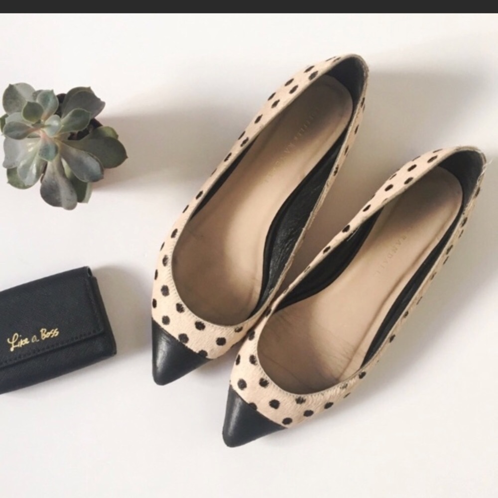 Loeffler randall tan polka dot flats 7.5
