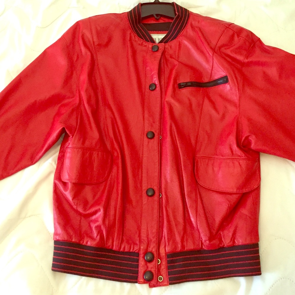 Red leather vintage retro jacket