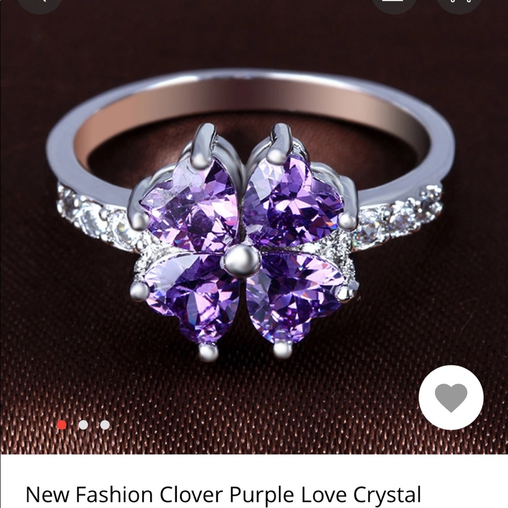 Clover Purple Crystal Ring
