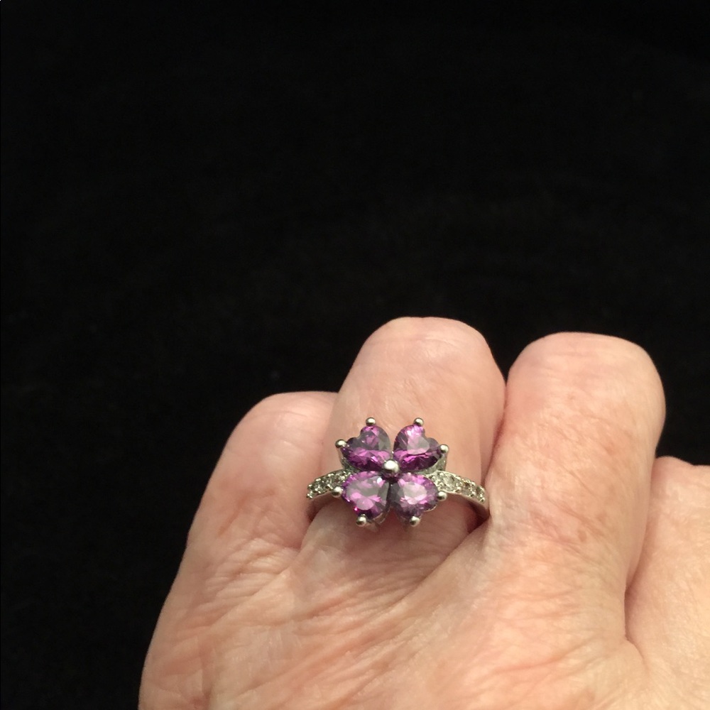 Clover Purple Crystal Ring - Picture 6 of 6