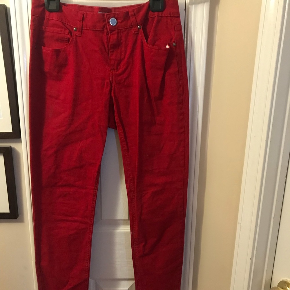 Fire engine red regular length jeans
